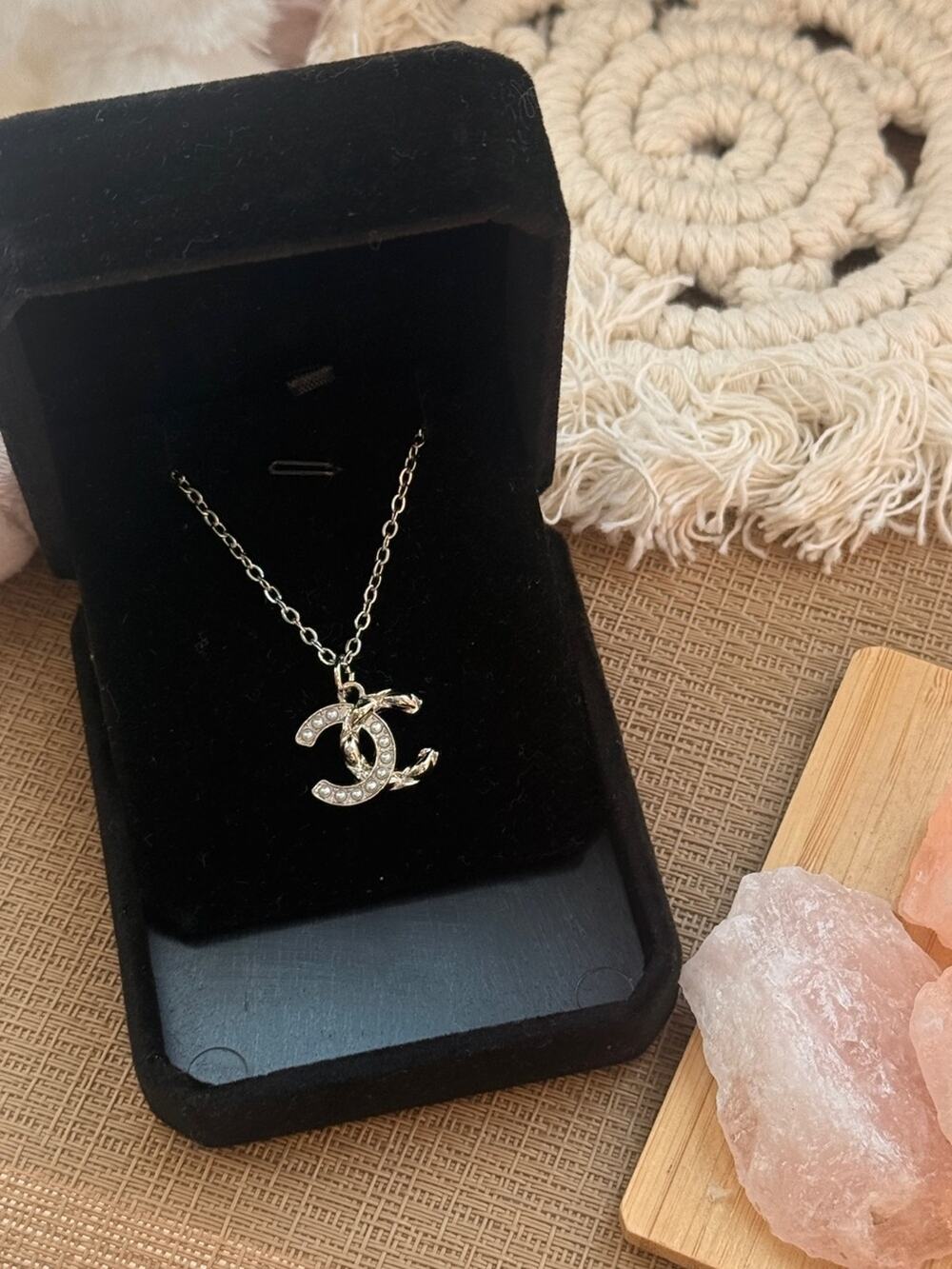 Last one! Vintage CC Silver logo Upcycled Necklace